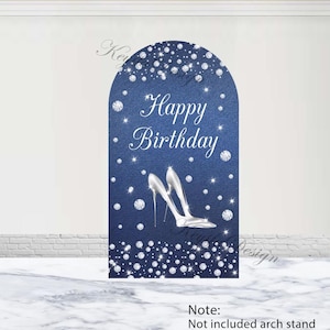 Denim And Diamonds Arch Backdrop Women 30th 40th Birthday Backdrop Custom High heel Blue Denim Arch Cover Girls Birthday Denim Party Prop