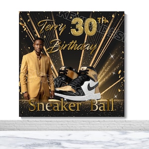 Sneaker Ball Birthday Backdrop 30th 40th 50th Birthday Background Custom Sneaker Ball Gala Banner Party Decor Photo Booth Backdrop