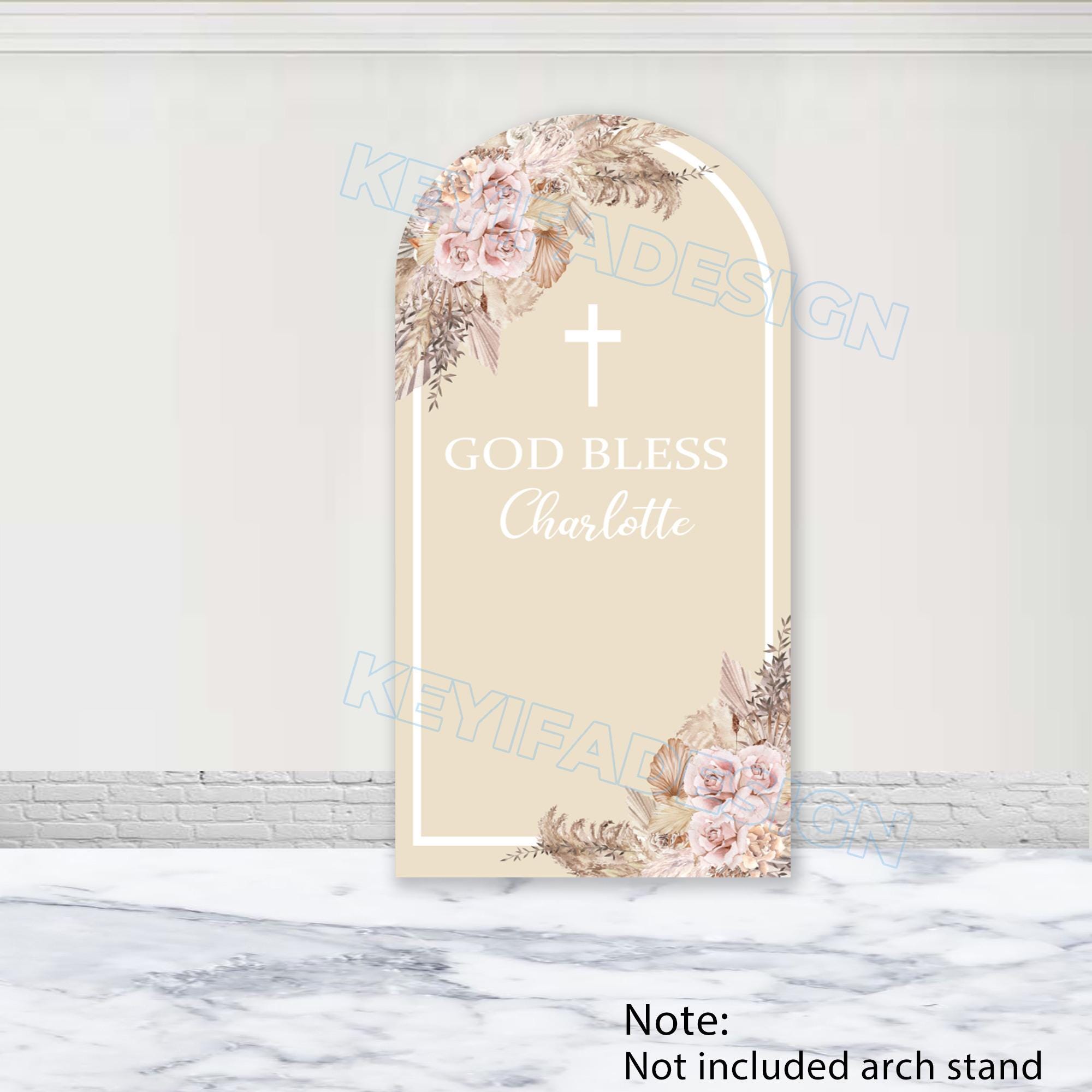 God Bless Cross Arch Cover Custom Polyester Double-sided First ...