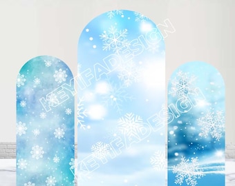 Winter-Wunderland-Bogen-Kulisse Winter-Geburtstags-Party-Babyparty-Kulisse Benutzerdefinierte Polyester doppelseitiger Winter Onederland-Bogen-Abdeckungs-Dekor