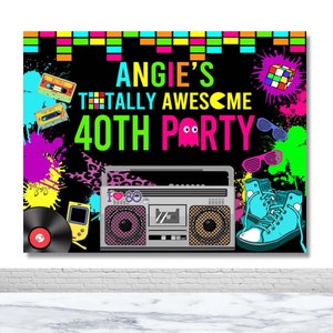 80s 90s Birthday Theme Photo Backdrop Colorful Graffiti  Radio Hip-Hop Retro Photo Background Sunglasses Sneakers Decor Banner Props