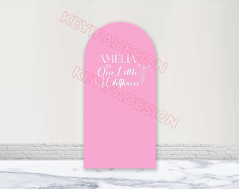 One Little Wildflower Arch Cover Custom Girl 1st Birthday Backdrop Polyester Double-Sided Our Little Wildflower is One Arch Backdrop Decor