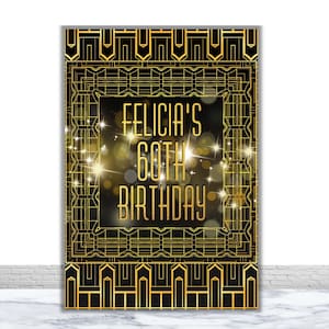Great Gatsby Birthday Custom Photography Background Step And Repeat Golden Shiny Photo Backdrop 50th Birthday Decor Banner Vinyl Photo Prop