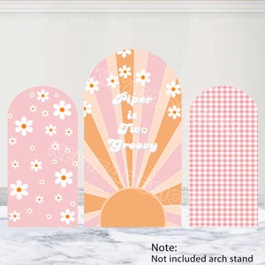 Due archi fantastici coprono lo sfondo di margherite e fiori, personalizzato in poliestere bifacciale, sfondo per arco di compleanno del 2° anno, sfondo scozzese decorativo.