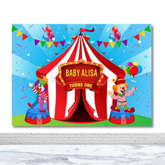 Sfondo fotografico per primo compleanno di Circo Carnevale Sfondo  fotografico per neonato doccia Decorazioni personalizzate Banner Poster  Sfondo per studio fotografico -  Italia