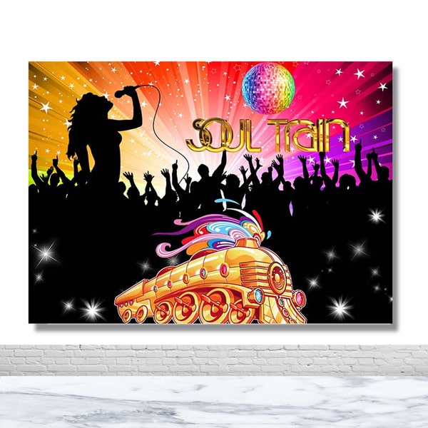 Soul Train Photo Background Birthday Party Photography Backdrop 80s 90s Disco Ball Prom Decor Banner Vinyl Polyester Decor Banner Backdrop