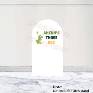Three Rex Birthday Arch Cover T-Rex Dinosaur Background Custom Polyester Double-Sided Third Birthday Arch Cover Baby Shower Decor