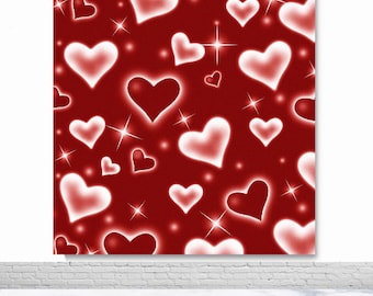 Early 2000s Valentine's Day Photography Backdrop Birthday Party Photo Backdrop Red Heart 80s 90s Old School Decor Banner Photo Props