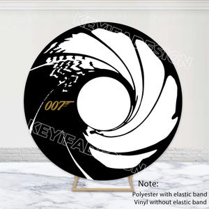 007 James Bond Round Backdrop Man 30th 40th 50th Birthday Background Secret Agent James Bond Circle Cover 50th 60th Poster Decor Prop