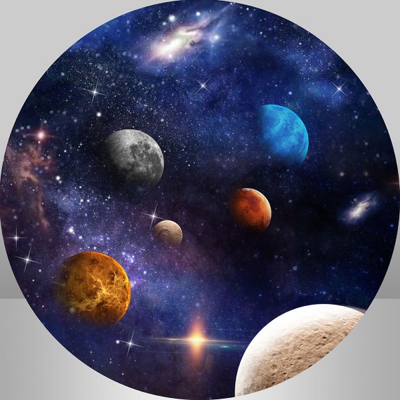 Toile De Fond Ronde Thème Galaxie 2,2 X 2,2 M - Impression Numérique Haute Résolution Sur Polyester - Pour Photo, Fête, Décoration