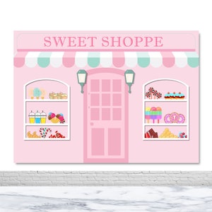 Candy Shop Photography Backdrop Ice Cream Sweet Shoppe Photo Background Candyland Pink Baby Shower Birthday Vinyl Polyester Photo Props