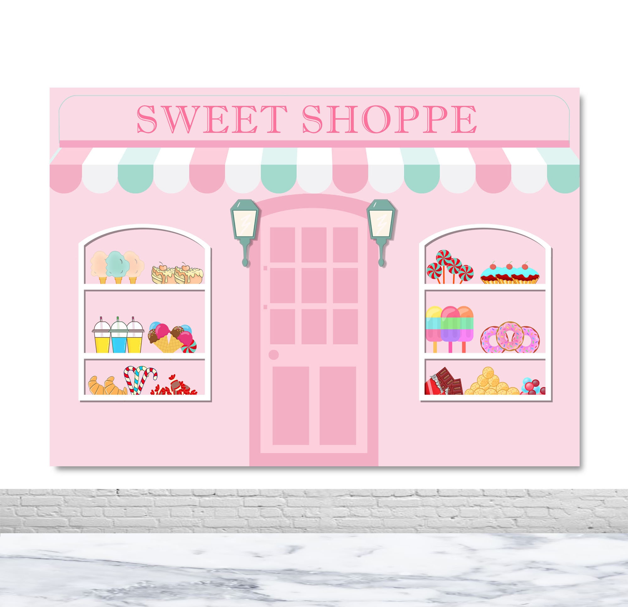 Candy Shop Photography Backdrop Ice Cream Sweet Shoppe Photo Etsy