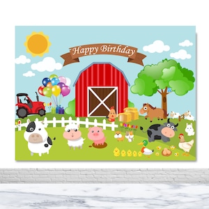 Farm Theme Birthday Photography Backdrop Animals Grass House Photo Background Vinyl Photo Booth Props
