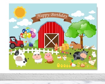 Sfondo fotografico per compleanno a tema fattoria, animali, erba, casa, sfondo fotografico in vinile, accessori per cabina fotografica