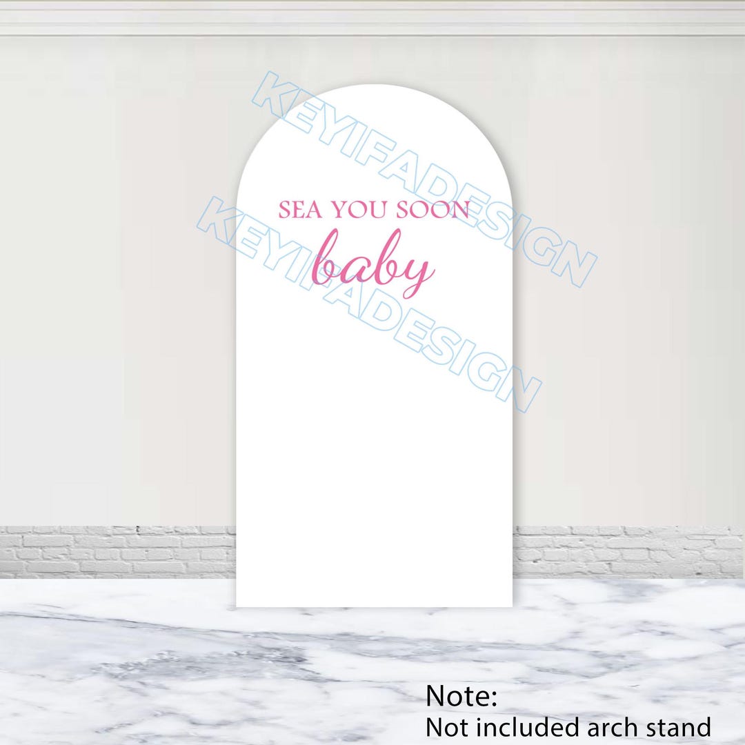 Sea You Soon Baby Shower Arch Cover Custom Polyester Double-sided Ocean ...