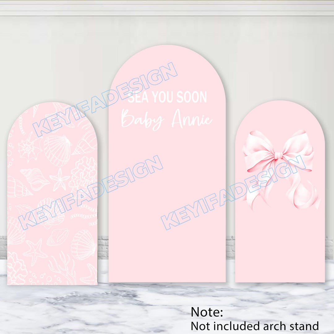 Sea You Soon Baby Shower Arch Cover Ocean Seashell Background Custom ...