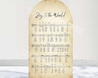 Joy To The World Arch Backdrop Lyrics Music Notes Silent Night Backdrop Polyester Double-Sided Christmas Carol Arch Cover Holy Night Decor