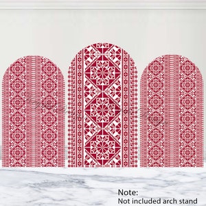 Palestinian Embroidery Arch Backdrop Red Palestinian Henna Backdrop Polyester Jordanian Wedding Bridal Shower Double-Sided Arch Cover Prop