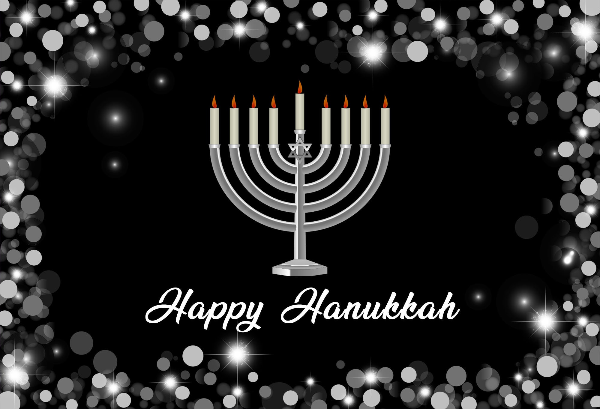Happy Hanukkah Background Candle Photo Backdrop New Year Etsy