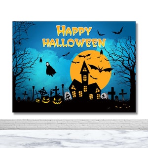 Happy Halloween Photography Background Bat Castle Ghost Scary Moon Horror Photo Backdrop Party Decor Posters Vinyl Photo Studio Photocall