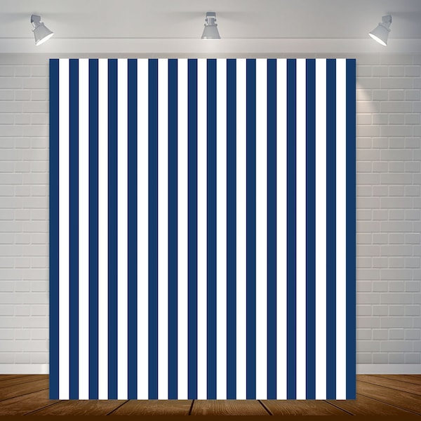 Navy Blue and White Striped Photography Backdrops Birthday Party Bridal Shower Stripes Photo Background Vinyl Photo Booth Backdrop