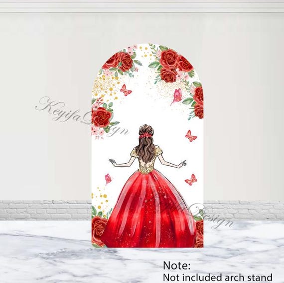 backdrop for red dress Quinceanera Custom Arch Backdrop Sweet Girls Birthday Backdrop Red Dress  Double-sided Arch Cover Sweet 18th 21st Birthday Party Decor Prop