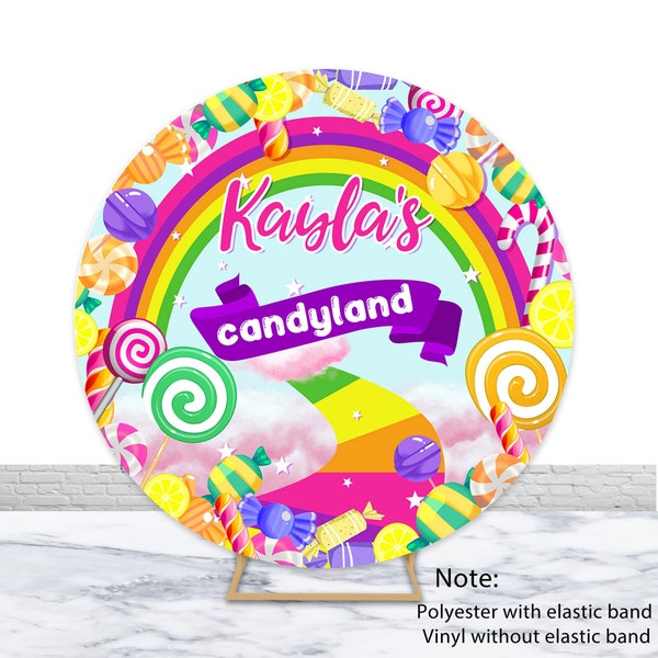 Candyland Kid Birthday Round Cover Backdrop Sweet One Birthday Rainbow Candy Path Pink Cloud Circle Baby Shower Decor Photo Booth Backdrop