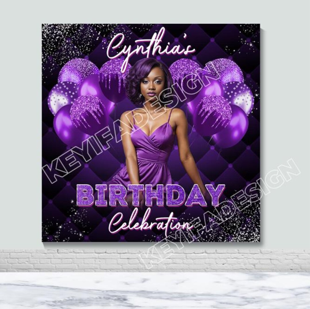 90S House Party Custom Name 30th Purple Birthday Backdrop
