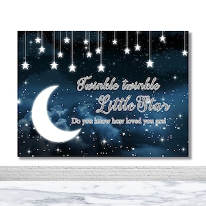 Twinkle Little Star Foto Hintergrund Baby Shower Birthday Party Backdrop Himmel Mond Und Sterne Wolken Dekor Banner Poster Foto Photocal Requisiten