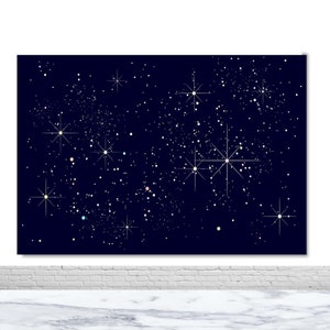 Starry Night Sky Photography Backdrop Happy Birthday Wedding Glitter Stars Photo Backdrop Galaxy Navy Blue Vinyl Photo Booth Background