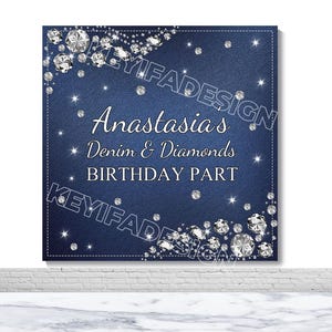 Denim And Diamonds Backdrop Denim Birthday Backdrop Custom 30th 40th 50th Birthday Banner 30 And Fabulous Backdrop Banner Photography Props