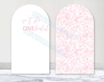 ¿No es ella una maravilla? Arco personalizado de poliéster para niña, primer cumpleaños, fondo floral rosa