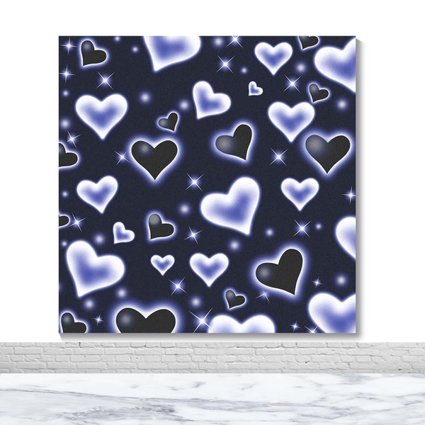 Early 2000s Heart Photo Backdrop 30th 40th Birthday Photography Backdrop 80s 90s Old school Navy Blue Decor Banner Vinyl Photo Booth Prop