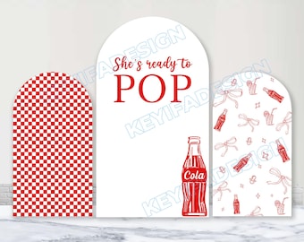 She's Ready to Pop Arch Cover Custom Polyester Soda Pop Baby Shower Arch Backdrop Bow Cola Background