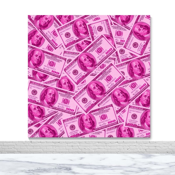 100 Dollar Bills Photography Backdrop Birthday Party Photo Backdrop Hot Pink Money Vinyl Photo Booth Background