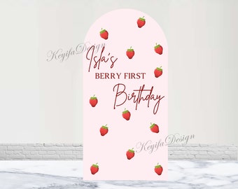 Strawberry Birthday Custom Arch Backdrop Berry First Birthday Arch Cover Baby Shower Pink Double-Sided Arch Cover Decorations Photo Props