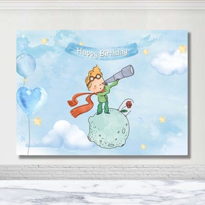 Sfondo fotografico per compleanno di piccolo principe ragazzo Sfondo fotografico per baby shower Dolce primo compleanno Banner per decorazioni personalizzate Sfondo per cabina fotografica