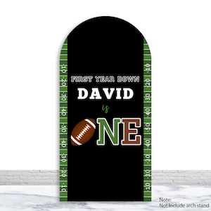 First Year Down Custom Arch Backdrop Boy 1st Birthday Backdrop American Football Sports Field Double-Sided Arch Cover Backdrop Decor Prop