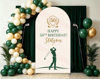 Let's Par-Tee - Arco di compleanno a tema golf - Decorazione personalizzata per il 50° compleanno a tema golf.