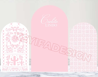 Cielito Lindo Baby Shower Arch Cover Wedding Bridal Shower Backdrop Polyester Double-Sided Custom Color Mexican Talavera Arch Cover Decor
