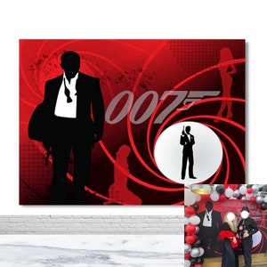 James Bond 007 Birthday Photo Backdrop 30th 40th Man Birthday Photography Backdrop Secret Agent Theme Party Decorations Photo Booth Backdrop