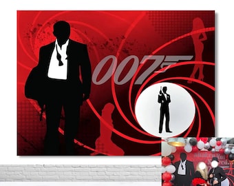 James Bond 007 Birthday Photo Backdrop 30th 40th Man Birthday Photography Backdrop Secret Agent Theme Party Decorations Photo Booth Backdrop