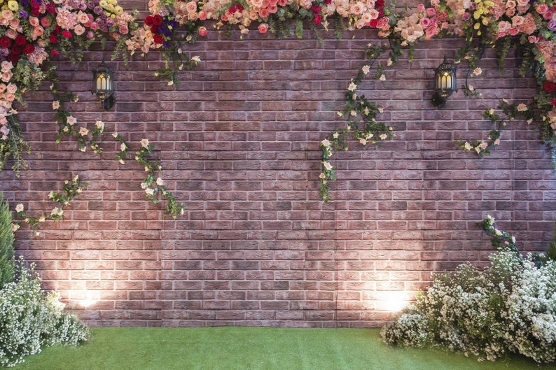 Brick Wall Wedding Photography Backdrop Engagement Flowers - Etsy