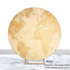 World Map Round Backdrop Birthday Party Photography Backdrop Vintage Map Round Cover Wedding Decorations Studio Photocall Props