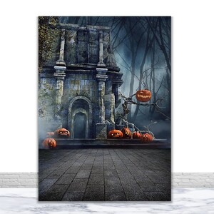 Halloween Photography Backdrops Pumpkin Lantern Old Castle Photo Background RetroVinyl Photocall Booth Props