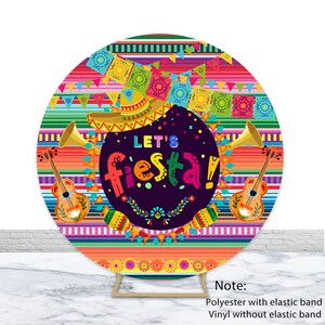 Fiesta Birthday Round Backdrop Mexican Fiesta Background Baby Shower Circle Cover Party Decorations Photo Booth Photocall
