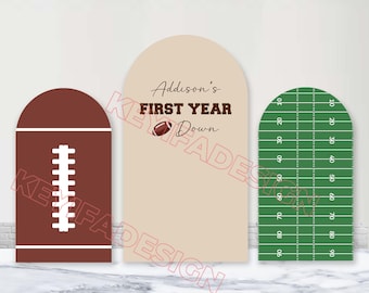 First Year Down Arch Cover Boy 1st Birthday Backdrop Custom Polyester Double-Sided American Football Arch Backdrop