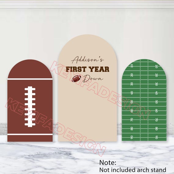 First Year Down Arch Cover Boy 1st Birthday Backdrop Custom Polyester Double-Sided American Football Arch Backdrop