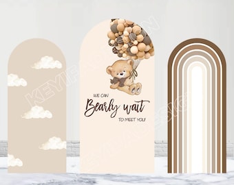 Wir können Bärenwarten Arch Hintergrund Teddy Baby Dusche Hintergrund Polyester Doppelseitige Teddy Bär Bogen Abdeckung Kinder Geburtstag Party Dekor Prop
