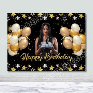 Fondo de cumpleaños fabuloso personalizado Fondo de cumpleaños número 30, 40, 50, pancarta de cumpleaños negra y dorada Póster de fondo Dirty Thirty Decoración